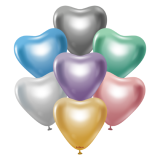 12" Heart Chrome Balloons